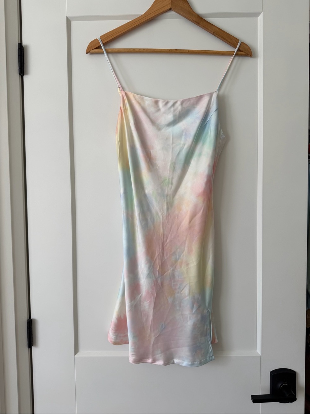 Satin Effect Pastel Tie-Dye Slip Mini Dress